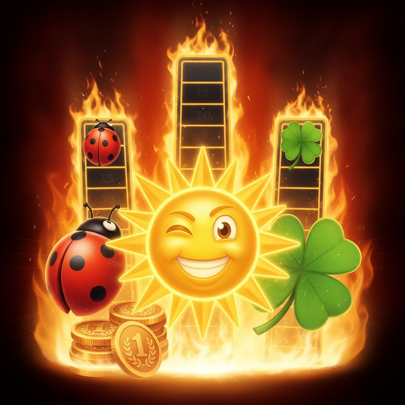 Alles Spitze Merkur Slot mit drei Gewinnleitern - Käfer Leiter, Münzen Leiter und Kleeblatt Leiter, Merkur Sonne Wild Symbol und Feuer Hintergrund
